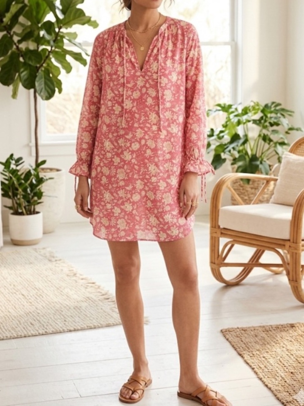 J.Crew Re-imagined Organic Cotton Floral Popover Tunic Dress XL